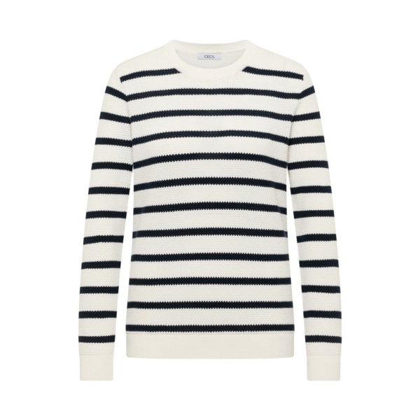 Cecil Damen Pullover Rippstrick mit Streifenmuster
