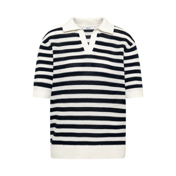 Cecil Damen kurzarm Poloshirt in Rippstruktur