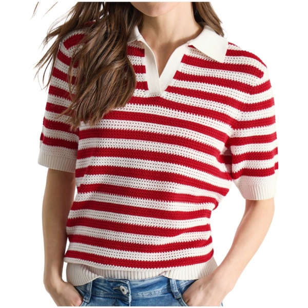 Cecil Damen kurzarm Poloshirt in Rippstruktur