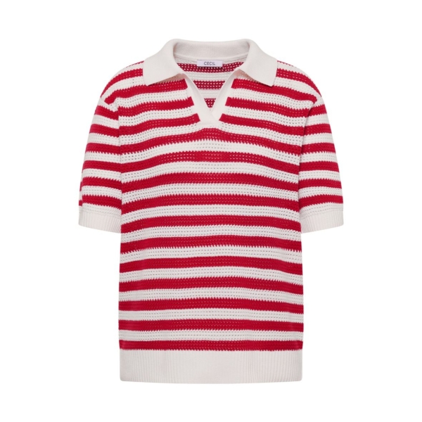 Cecil Damen kurzarm Poloshirt in Rippstruktur