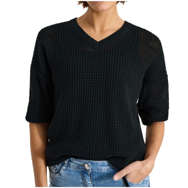 Cecil Damen kurzarm Strickpullover im Crochet-Look