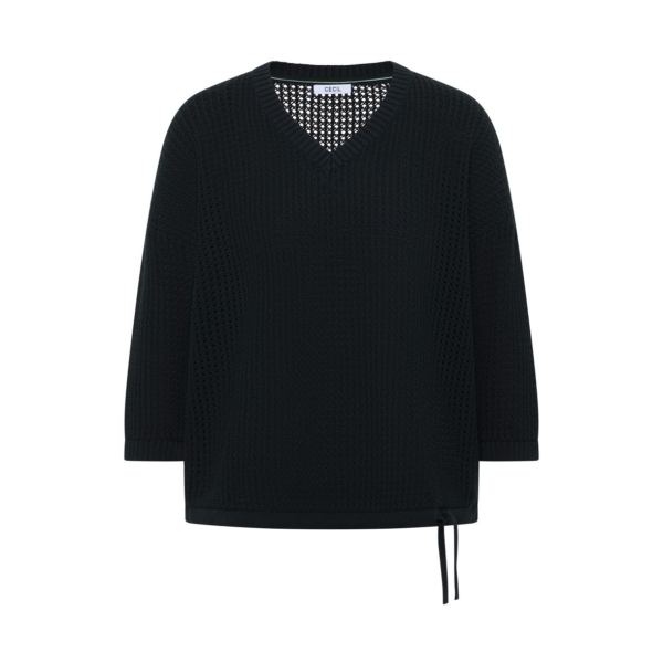 Cecil Damen kurzarm Strickpullover im Crochet-Look