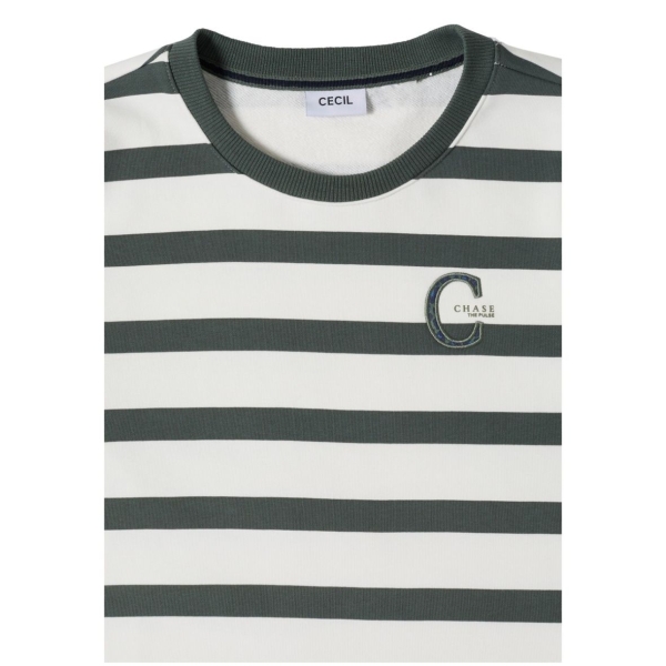 Cecil Damen Sweatshirt mit Streifenmuster Rundhals