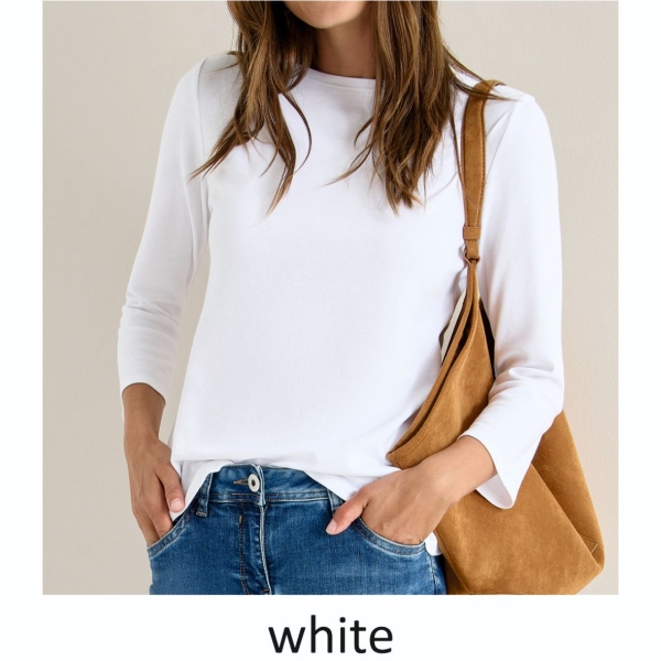 Cecil Damen 3/4 Arm Shirt Basic U-Boot-Ausschnitt