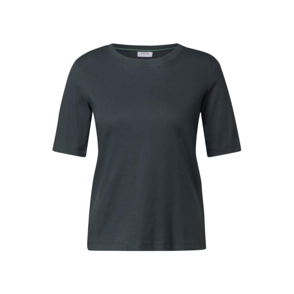 Cecil Damen T-Shirt uni Rippstruktur