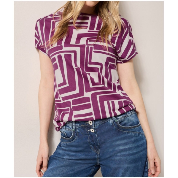 Cecil Damen T-Shirt Print mit Knopfdetail