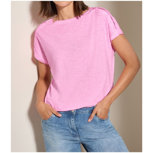 Cecil Damen T-Shirt mit Knopfdetail