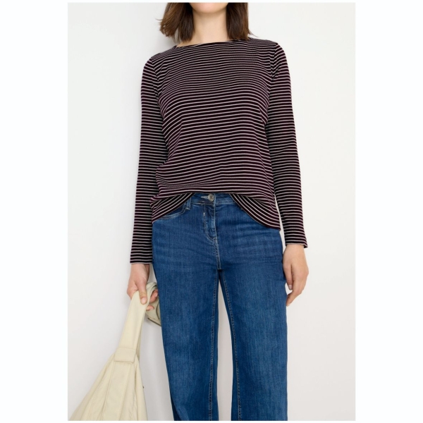 Cecil Damen langarm Shirt gestreift Rippstruktur
