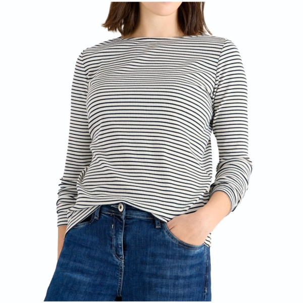 Cecil Damen langarm Shirt gestreift Rippstruktur