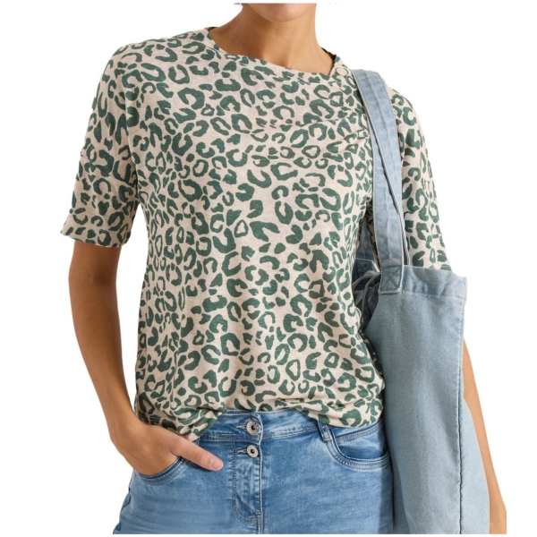 Cecil Damen kurzarm Shirt mit Leo-Print