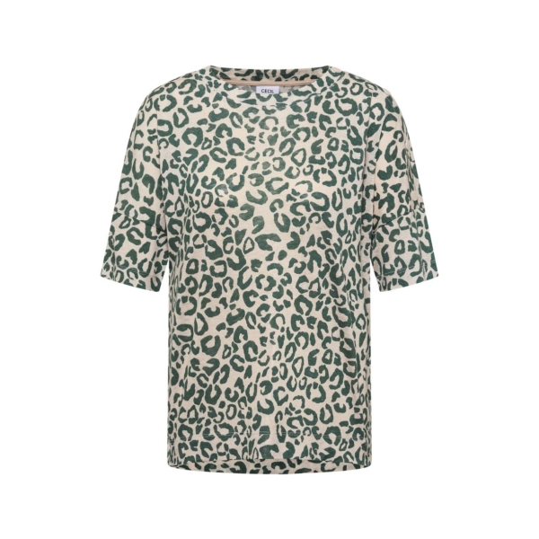 Cecil Damen kurzarm Shirt mit Leo-Print