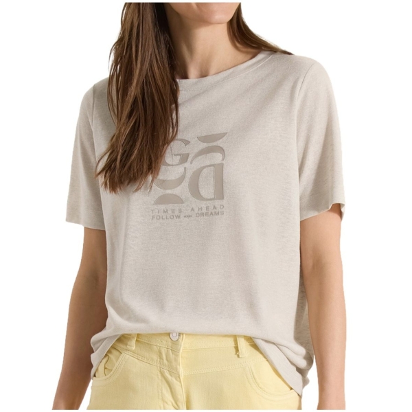 Cecil Damen T-Shirt in Leinen-Optik mit Print