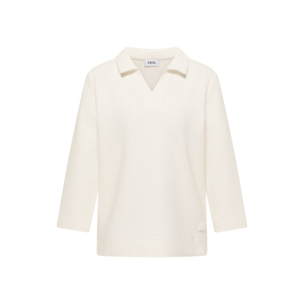 Cecil Damen 3/4 Arm Poloshirt mit feiner Struktur