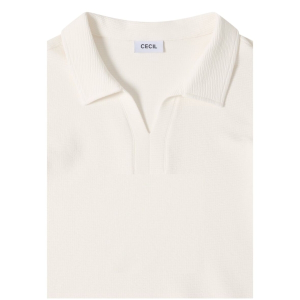 Cecil Damen 3/4 Arm Poloshirt mit feiner Struktur