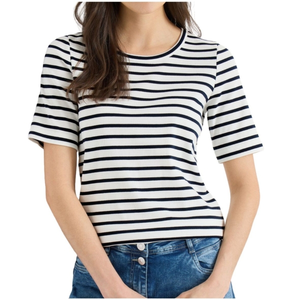 Cecil Damen kurzarm T-Shirt in Rippstruktur
