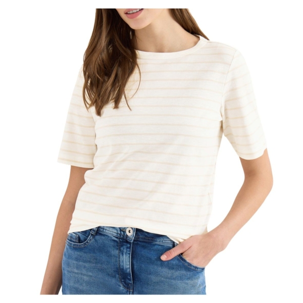 Cecil Damen kurzarm T-Shirt mit Boatneck und Streifen
