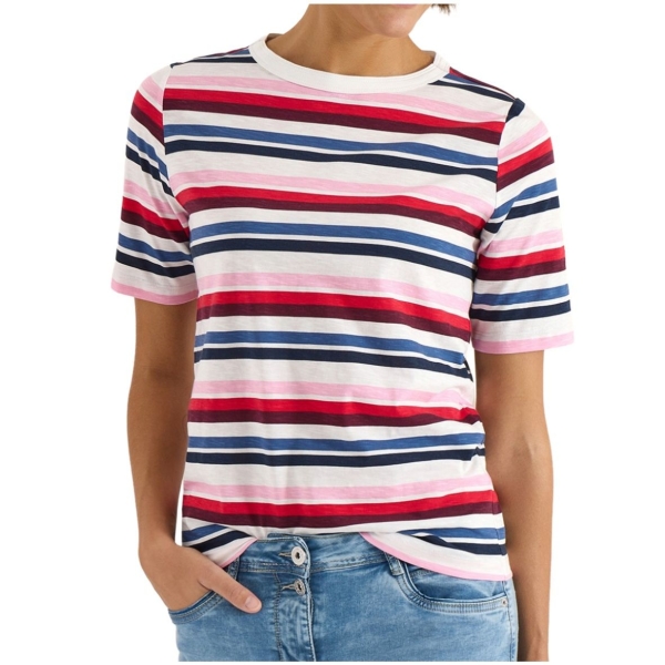 Cecil Damen kurzarm Shirt mit Multicolor Streifen