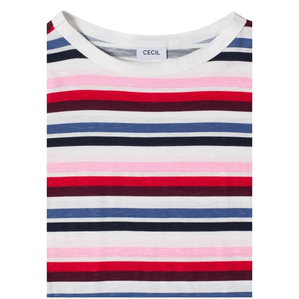 Cecil Damen kurzarm Shirt mit Multicolor Streifen