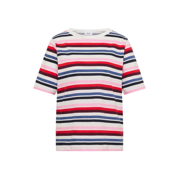 Cecil Damen kurzarm Shirt mit Multicolor Streifen