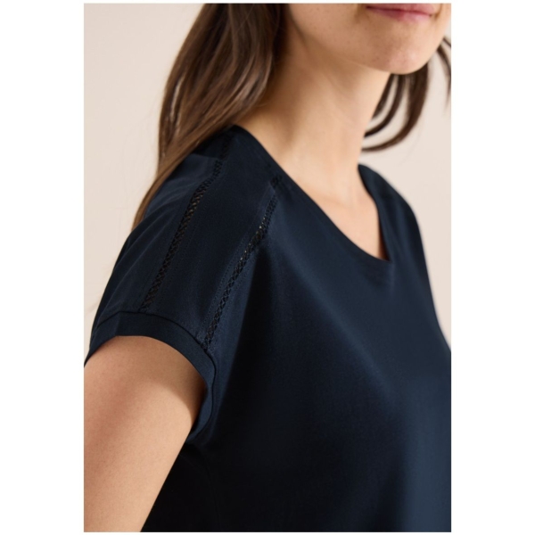 Cecil Damen kurzarm T-Shirt mit Spitzendetails