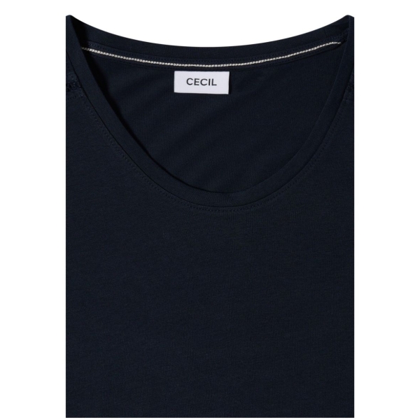 Cecil Damen kurzarm T-Shirt mit Spitzendetails