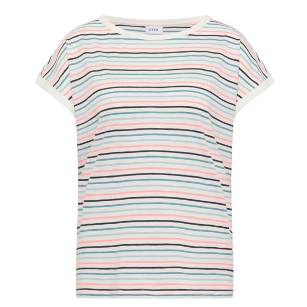 Cecil Damen T-Shirt Turn-Up-Detail mit Boat Neck