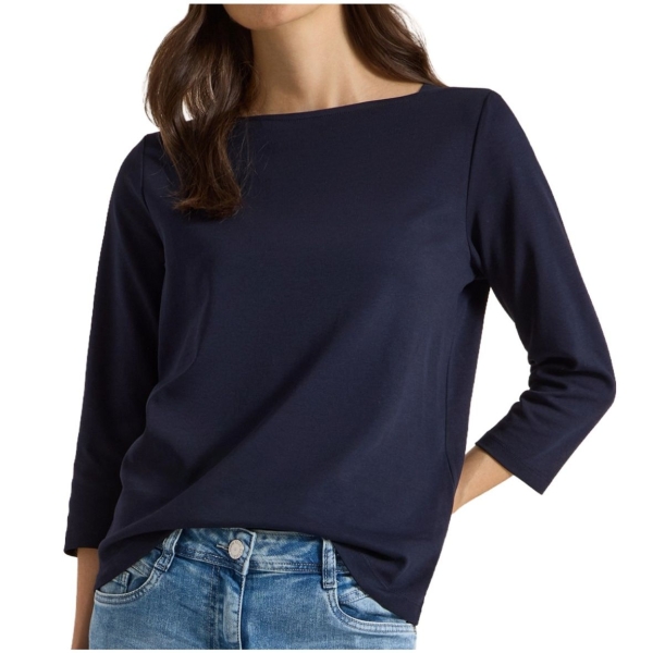 Cecil Damen 3/4 Arm Jerseyshirt Basic U-Boot-Ausschnitt