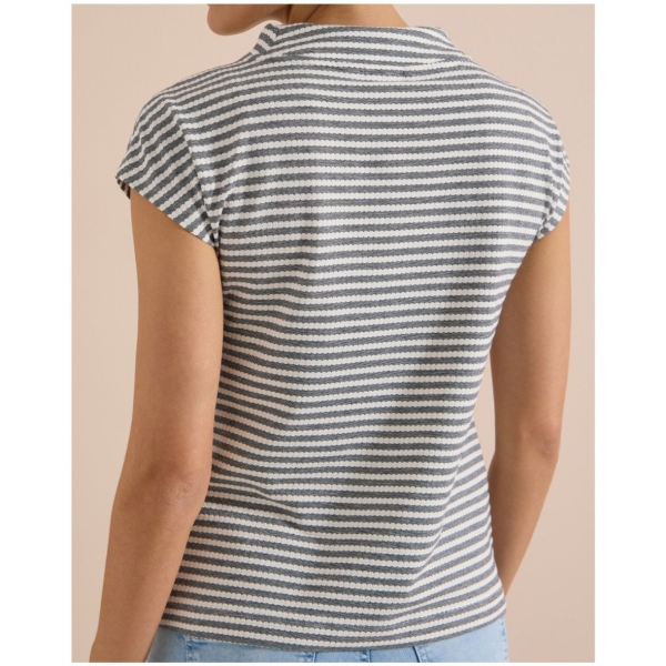 Cecil Damen kurzarm T-Shirt mit Funnel Neck und Streifen