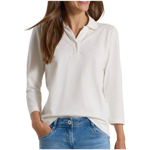 Cecil Damen 3/4 Arm Poloshirt mit Knopfdetail