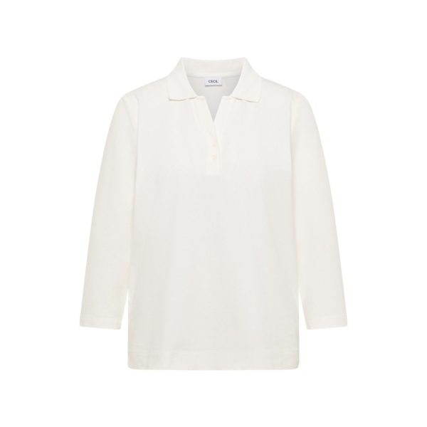 Cecil Damen 3/4 Arm Poloshirt mit Knopfdetail