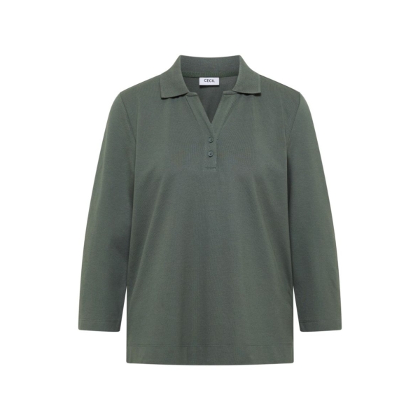 Cecil Damen 3/4 Arm Poloshirt mit Knopfdetail
