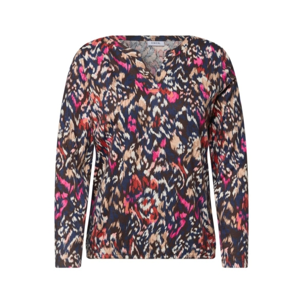Cecil Damen Shirt mit Split Neck im Tunika-Look