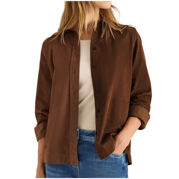 Cecil Damen 1/1 Arm Cordbluse mit Hemdkragen