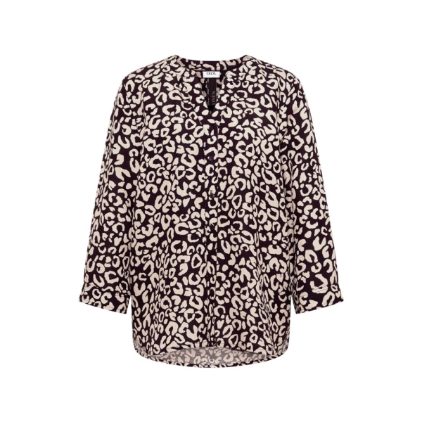 Cecil Damen 3/4-Arm Bluse Leo-Muster Split Neck