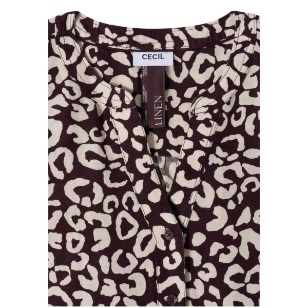 Cecil Damen 3/4-Arm Bluse Leo-Muster Split Neck