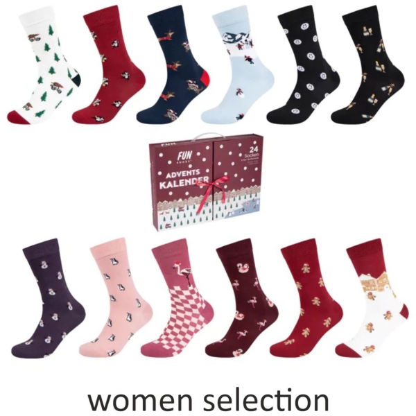Fun Socks Unisex Socken 12 Paar im Adventskalender Organic Cotton