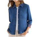 Cecil Damen Bluse Denim-Look mit Hemdkragen